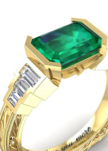 3D rendering of an emerald ring