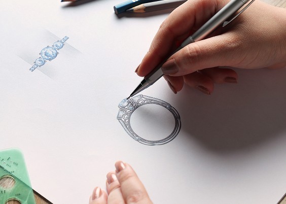 Hand sketching an engagement ring